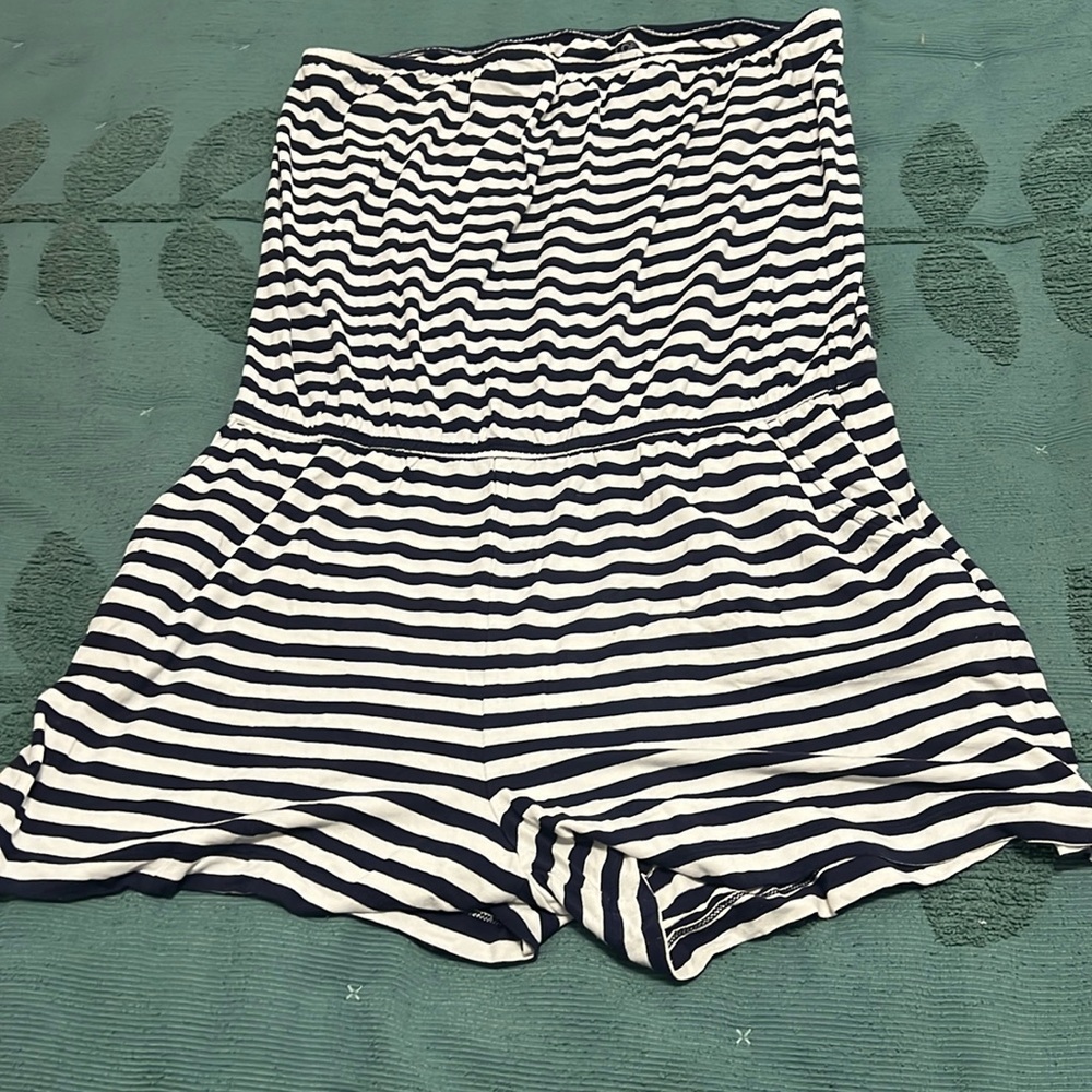LOFT Blue and White Stripe Romper